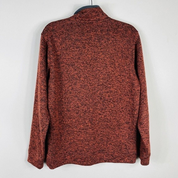 Eddie Bauer Size Medium Radiator Fleece Snap Mock Neck Pullover Sweater Orange - Picture 2 of 4